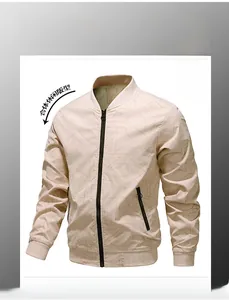 Detail view of lightweight ice silk bomber jacket with ribbed collar and geometric pattern