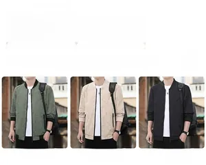 Vue en trois panneaux de bombers pour hommes en vert armée, kaki et noir avec motifs de feuilles