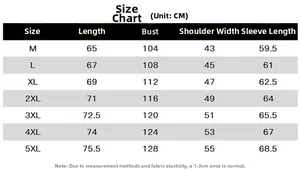 Guide des tailles détaillé avec mesures pour veste décontractée homme en cm