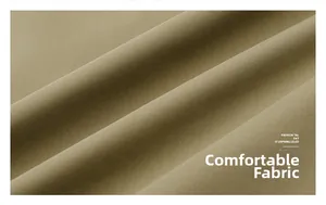 Détail du tissu en coton kaki haute densité montrant une texture douce et un tissage fin