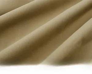Close-up of khaki fleece outdoor vest fabric showing fine texture and soft material detail