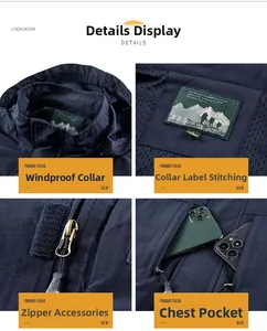 Detail of waterproof windbreaker featuring high neck collar, mesh lining, and zipper pocket