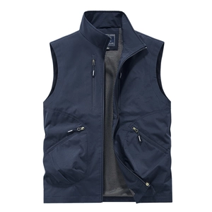 Gilet de travail bleu marine pour hommes avec col montant et doublure en maille