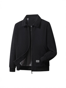 Chaqueta de Pana para Hombre Cortavientos Informal Ropa de Abrigo Moda Solapa Cremallera Abrigo Con Puños Acanalados Y Bolsillos