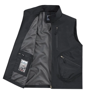 Gilet de travail noir pour homme avec poches multiples et doublure en maille aérée