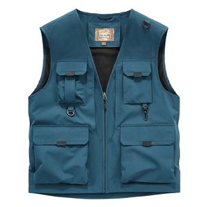 Outdoor-Cargoweste für Herren in Marineblau mit vielen Taschen und Reißverschluss
