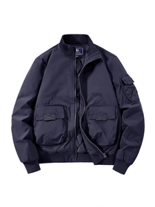 Men American Vintage Flight Bomber Jacket Padded Stand Collar Windproof Warm Winter Coat Casual Multi Pocket Outerwear