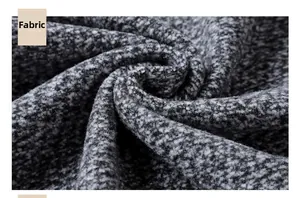 Vue détaillée du tissu en laine texturé gris pour veste d'hiver décontractée homme