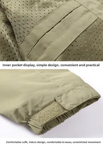 Detail of jacket showing inner mesh pocket and adjustable velcro cuffs for comfort