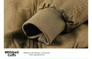 Detail of premium ribbed cuffs on khaki business casual cotton jacket for men
