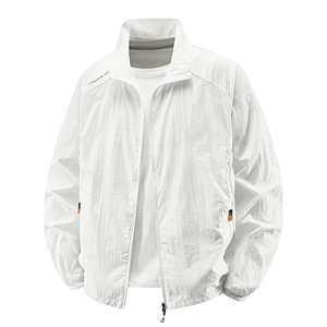 Vêtements Protection Solaire Homme Léger Respirant Col Montant Veste Zippée Sport Extérieur Été Veste de Peau Mince