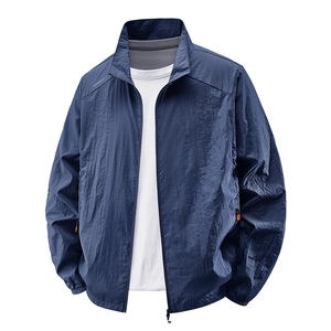 Veste de protection solaire respirante bleu marine pour hommes avec col montant zippé