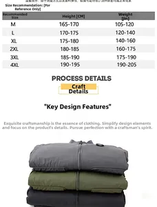 Detailed size chart for men winter bomber jacket with height and weight measurements