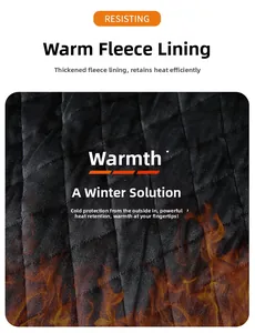 Detail of warm fleece lining and quilted thermal fabric for men's winter jacket