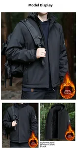 Detail of black outdoor jacket with fleece lining and diamond quilted interior pattern