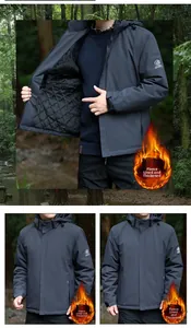 Detail of warm fleece lining and diamond quilting inside the hooded windbreaker jacket