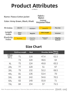 Größentabelle für Herren-Outdoorjacke mit detaillierten Maßen von M bis 7XL für Komfort