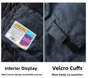 Detail of 20,000mm waterproof lining and adjustable velcro cuffs on outdoor jacket
