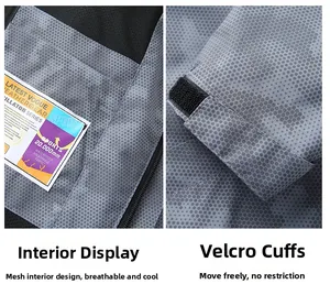 Macro detail of breathable mesh lining and adjustable velcro cuff on windproof jacket