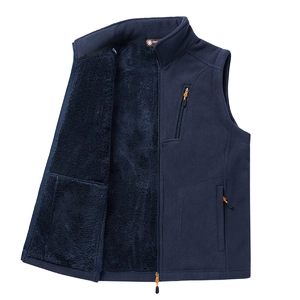 Men's Winter Thickened Fleece Vest Stand Collar Outdoor Casual Warm Gilet With Zipper Pockets Sleeveless Jacket Coat