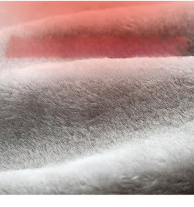 Close-up of thick light gray fleece lining showing soft texture and thermal insulation
