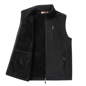 Men's winter fleece outdoor gilet with thick lamb lining and three zipper pockets