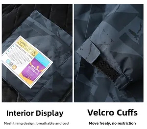 Detail view of breathable mesh lining and adjustable velcro cuff with 20k waterproof rating