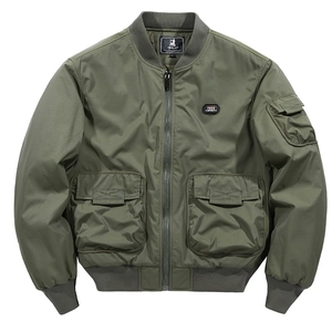 Men Thickened Flight Jacket Windproof Loose Bomber Jacket With Quilted Lining Multi Pockets Winter Casual Workwear Coat