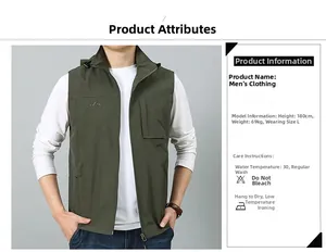 Dettaglio del gilet outdoor verde militare con tasca con zip e logo outdoor