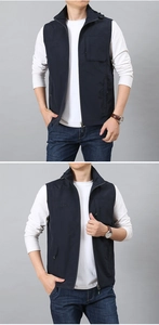 Dettaglio del gilet outdoor con ricamo di montagna e design multitasche funzionale