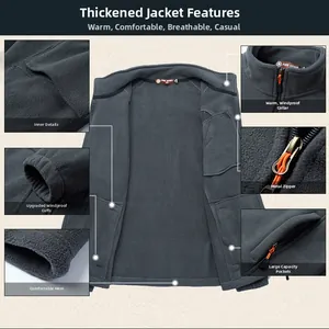 Detail view of men's fleece jacket featuring windproof cuffs and durable metal zippers