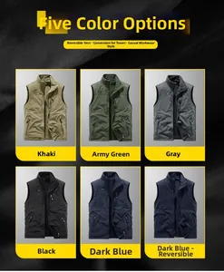 Detailed close-up of tactical multi-pocket vest featuring stand collar and fleece lining
