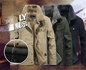 Detail of multi-color work jackets showing fleece lining and canvas texture