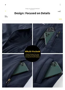 Detail view of multi-pocket functional vest showing large capacity storage and secure zippers