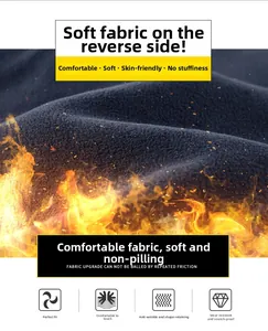Close-up of navy blue polar fleece lining with thick thermal insulation details