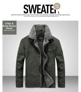 Detail of army green cargo jacket featuring thick grey fleece lining and collar texture