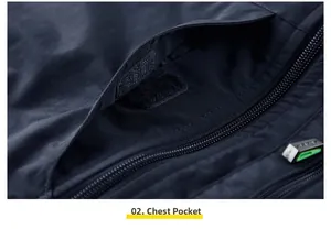 Detailed close-up of the functional chest pocket with velcro and zipper on the vest