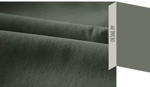 Detailed macro view of dark olive twill fabric with visible durable texture and matte finish