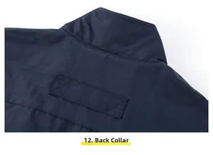 Detail of the reinforced rear neckline stitching on the functional outdoor vest
