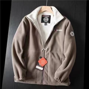 Men Outdoor Fleece Jacket Stand Collar Full Zip Thicken Warm Winter Coat Soft Thermal Outerwear For Cold Weather