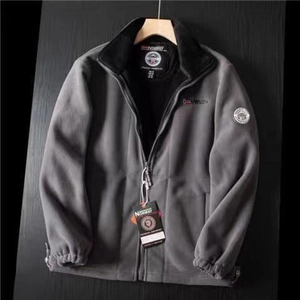 Men's outdoor grey fleece jacket with warm lining and Norway embroidery detail