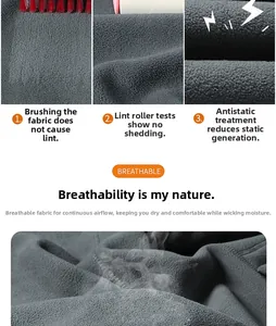 Detailed fabric view showing anti-pilling, anti-static, and breathable polar fleece texture