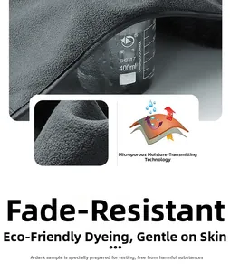 Breathable high-tech dark grey fleece fabric showing moisture permeability and color fastness