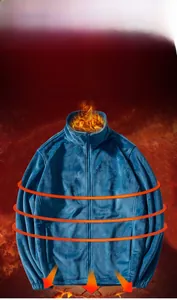 Détail de la doublure de veste en polaire bleue avec velours de vison thermique