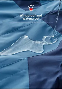 Gros plan du tissu imperméable montrant des gouttes d'eau sur la veste outdoor