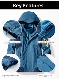 Détails de la veste coupe-vent avec doublure polaire amovible et fermeture éclair