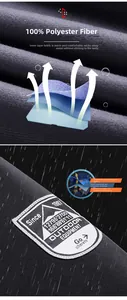 Detail of waterproof breathable fabric with embroidered outdoor equipment badge