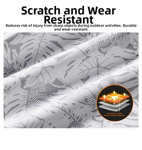 Detailed view of leaf pattern fabric with scratch-resistant multilayer composite layer