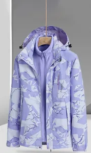 Détails de la veste camouflage violette imperméable avec doublure polaire amovible
