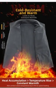 Detail of grey fleece thermal vest lining with thickened heat-retaining fabric